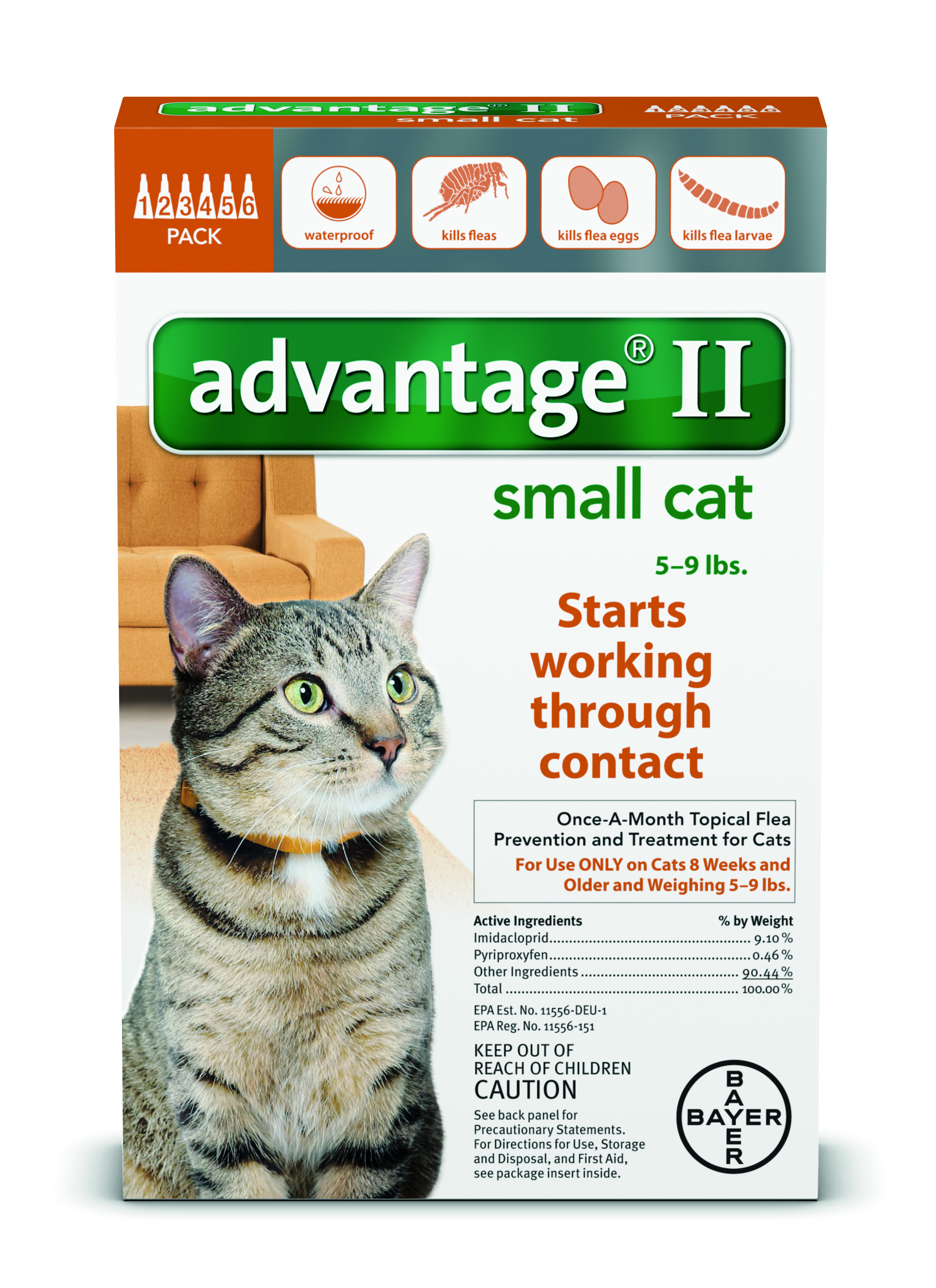 No Fleas USA & More Advantage II 09 cat orange 12 packs